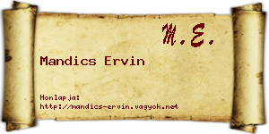 Mandics Ervin névjegykártya