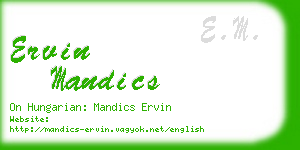 ervin mandics business card